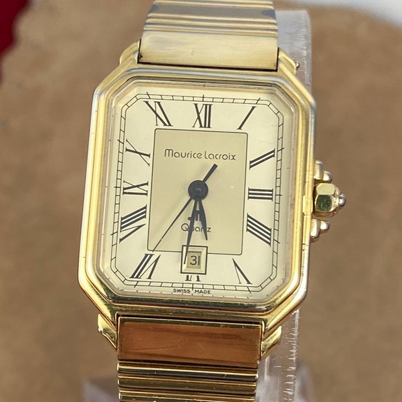 Vintage Maurice Lacroix Watch, Swiss Made Art Deco Tank Style